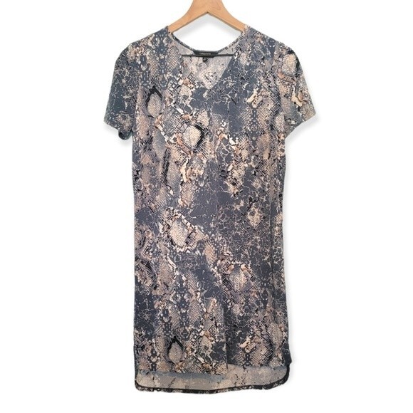 Christian Siriano Blue Snakeskin Print Mini Dress Size Small - Picture 1 of 4